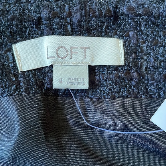BNWT Loft Black Tweed Button Wrap Skirt size 4 fully lined - Picture 5 of 10
